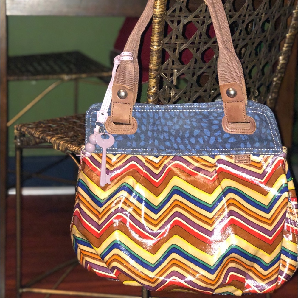 Fossil Key-Per Multi-Color Chevron Tote Bag#Zb5012 - image 2